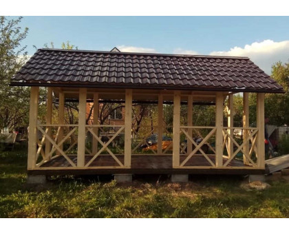 Беседка дачная деревянная "Гостевая" в городской округ Серебряные Пруды с двухскатной крышей